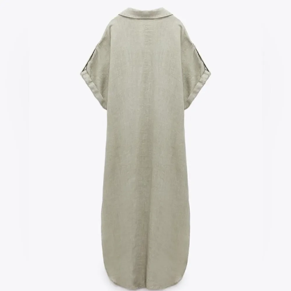 ZARA 100% LINEN DRESS - Picture 4 of 7